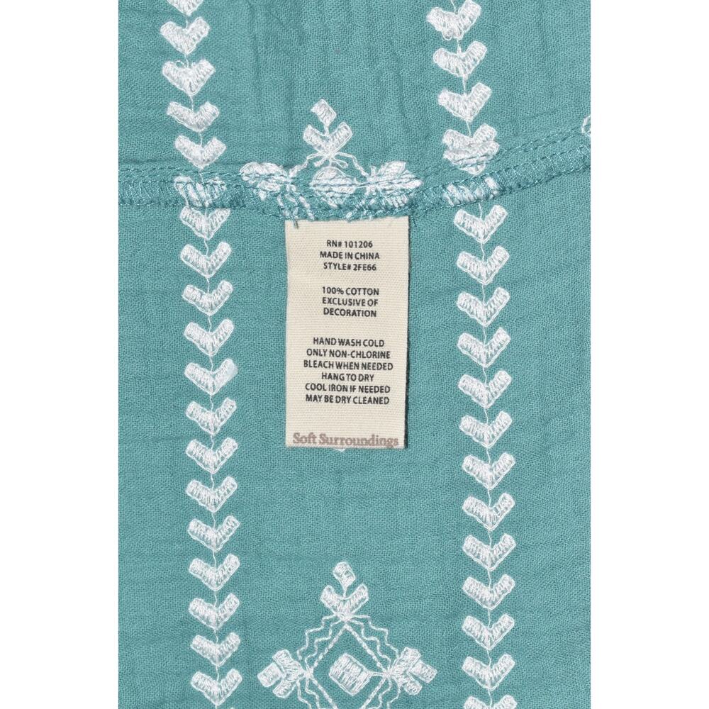 A5 NWOT SOFT SURROUNDINGS Jolie Green White Vertical Embroidery Midi Dress Sz L - Picture 6 of 6